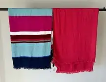 Tommy Hilfiger colorful scarf and berry scarf from Nordstrom rack set of 2