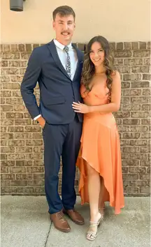 Beginning Boutique Orange Maxi Cut-Out Dress