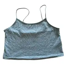 Me To We Blue Spaghetti Straps Cropped Essential Cotton Blend Tank Too SZ M