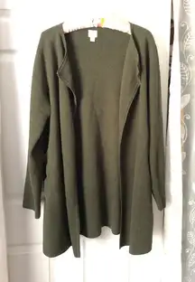 J. Crew Cardigan Sweater Open-Front 100% cotton women size L side pockets