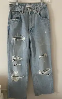 Zara High Rise Ripped Jeans