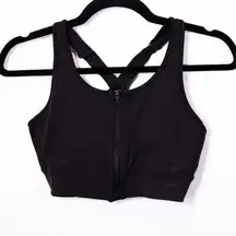 Athleta Front Zip Stealth High Intensity Running Work Out Sports Bra Black Small