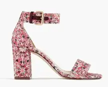 J.Crew  Block Heel Sandals Glitter Tweed Mosaic Strappy Heels Size 8.5