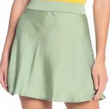 Free People NWOT  ‘Phoebe’ Sage Green Matcha Satin Mini Skirt- Size 4