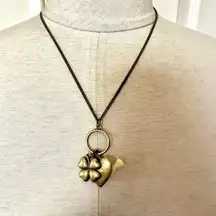 Heart, dove and clover charm Necklace