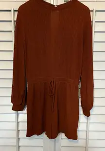 HYFVE Burnt Orange Ribbed Long Sleeve Romper Size‎ Large