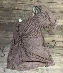 Pretty Good One-Shoulder Dress in Brown
