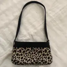 2000s Y2K Black brown tan leopard animal print shoulder hand bag purse