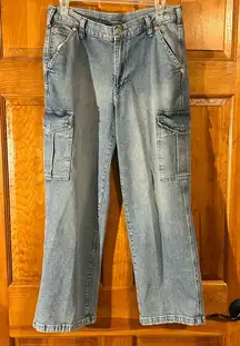 Gap 90’s Loose Mid Rise Indigo Cargo Jeans Size 30/10S
