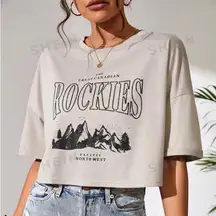 SHEIN tan rockies cropped t shirt size medium