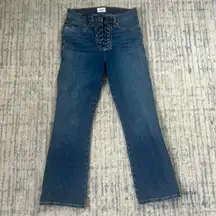 Hudson Flared Jeans With Tie Up Front And Patch Back