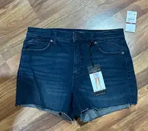 Sofia By Sofia Vergara Sofia Chi Super High Rise Jean Shorts Womens Size 6 Dark Blue Wash Raw Hem NWT