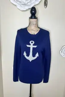 NTM: Vineyard Vines Nautical Anchor Navy & White Lambswool,Cashmere Sweater Sz S
