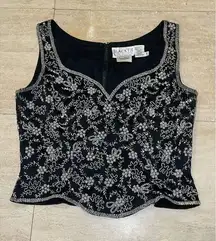 Black Tie‎ Olegi Cassini Neiman Marc. black beaded sleeveless evening top 12