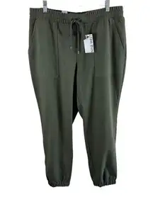 Nine West NWT Green Tie-Waist Mid Rise Tapered Ankle Stretchy Jogger Size L