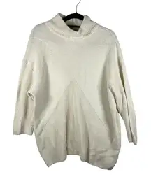 Talbots Women 2X Alpine Cream‎ Wool Blend Mixed Stitch Turtleneck Tunic Sweater