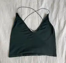 Intimately Free People dark forest green strappy back bralette tank