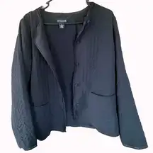 Dialogue Black Textured Shawl Collar Button-Up Knotted Buttons Oversized Small