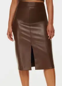 Babaton Brown Vegan Leather Pencil Skirt