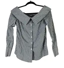 Antonio Melani Womens Striped Off Shoulder Button Up Shirt Top XS