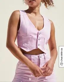 PacSun Fitted Denim Vest new with tags 
Pink Cropped Vest with Button Details M