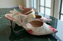 BANDOLINO Floral Kitten Mules Heels Size 7 NEW NWOB