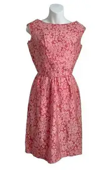 Vintage 1960s Floral A-line Sleeveless Dress, Bubblegum Pink, Size 6
