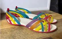 Crocs Isabella Huarache Womens‎ 7 Jelly Multicolor Rainbow Flat Strappy Sandals
