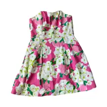 LILLY PULTIZER Womens Pink Floral Strapless Dress Size 10