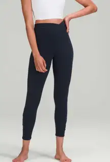 Lululemon Align High Rise Ruched Waist Pant Womens Size 12 Navy Legging Pilates