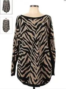 Cabi zebra print boatneck sweater, size medium