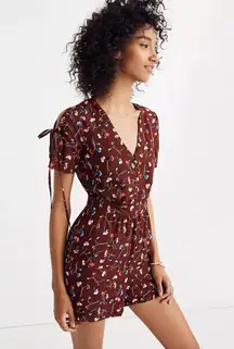 Button Front Romper In Painted Carnations