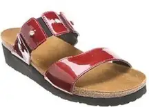 Naot Ashley Rhinestone slide sandals leather burgundy patent 42 11