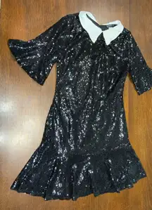 Venus Sequins Dress Women Small Black Neutral Preppy Dark Academia Halloween