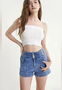 J.ING White Y2K Knit Crop Camisole Cami Top One Size NWT