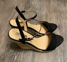 Office 4” Black Wedge Heels Size 9