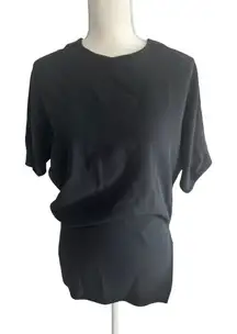 NARCISO RODRIGUEZ Black Silk Blend Ruched Top Size 38