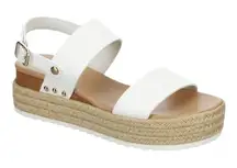 X-Appeal Amelia Espadrille Platform Sandals White Strappy Buckle‎ Women Size 7