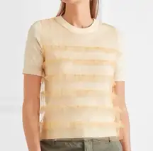 Waverly Ruffled Tulle-paneled Merino Wool T-shirt In Cream