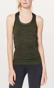 Lululemon Swiftly Tech Racerback Tank Top Dark Olive/Brave Olive/Black 6