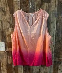 NWT  Ruffle Neck Linen Blend Top, Size 22