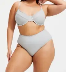 NEW Good American Glitter Sparkle Two Piece Swimsuit Bikini Silver 1 Small S NWT