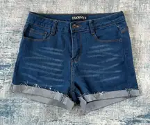 Diamante Distressed Wash Frayed Cuff Shorts Juniors Large
