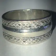 Silver Tone Textured Boho Band Ring