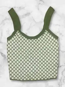 Abercrombie & Fitch Green and White Checkered Tank Top