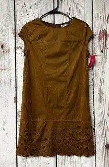 NWT Xhilaration Women’s Faux Suede Cutout Scallop Dress - Cognac Brown / Small