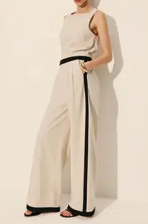 Commense Linen & Cotton Zipper Contrast Binding Pant Set size xs