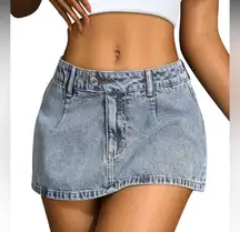 NWT Amazon- Denim Mini Skirt for Women Low Waisted Jean Micro Skort