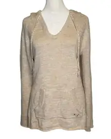 tan pullover knit hoodie size L