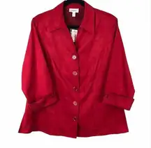 Dress Barn Faux Suede Red Jacket Size 14 16